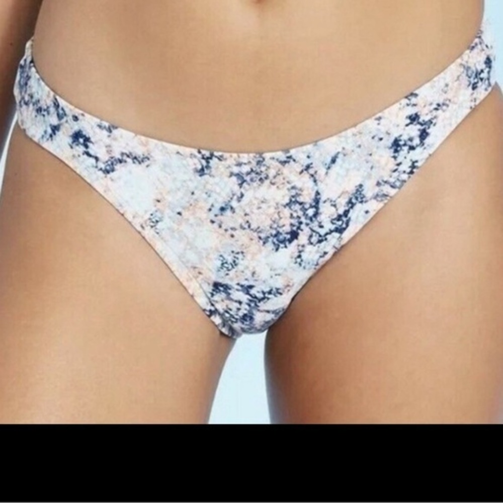 Kona Sol Women's Snake Print Pull-On Hipster Swim Bikini Bottom Blue L